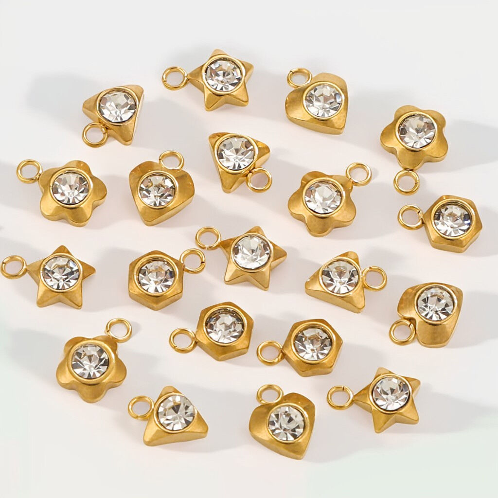 1 pair simple series simple heart  gold plated zircon women pendants 2