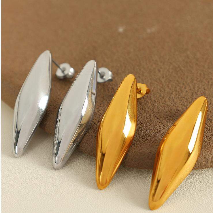 1 Pair Simple Series Daily Geometric Titanium Steel   Gold Color  Women's Stud Earrings Picture4