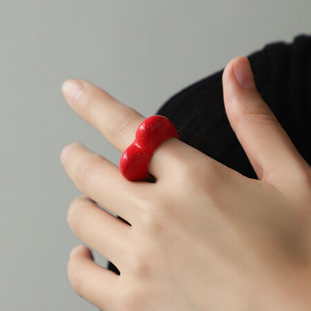 1 Piece Romantic Series Designable Drop Oil Heart Shape Gold Color Alloy Women's Single Rings 2