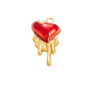 1 pezzo di lusso, elegante serie goccia d'olio a forma di cuore in acciaio inossidabile impermeabile color oro fai da te pendenti da donna h5 Immagine9