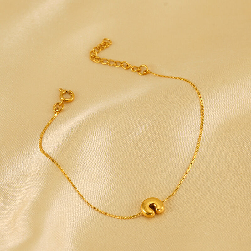 1 pezzo semplice serie giornaliera lettera acciaio inossidabile placcato oro 18K unisex catena bracciali h5 Immagine3