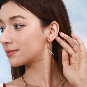 1 Pair Simple Series Stylish Moon Shape Stainless Steel Waterproof Gold Color Women's Stud Earrings h5 Picture3