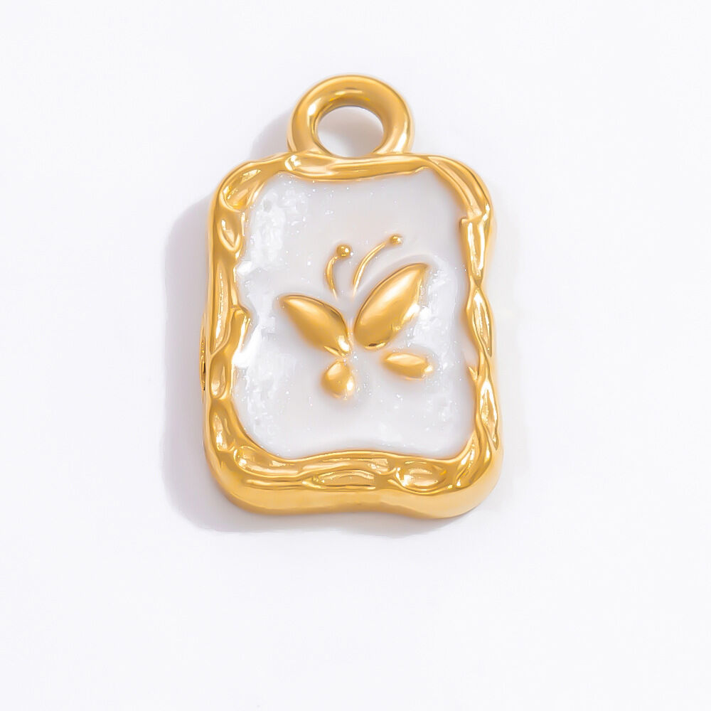1 Piece Classic Series Retro Bow Knot Pattern Oil- Glazing Stainless Steel Waterproof Gold Color Women's Pendants h5 Picture5