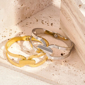 Braccialetti da donna color oro impermeabili in acciaio inossidabile patchwork classico della serie Radiant, 1 pezzo h5 Immagine5