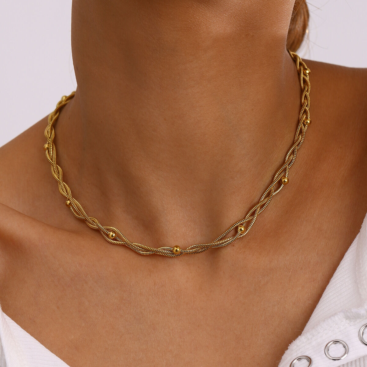1 piece simple series simple annular stainless steel gold plated women chain necklaces h5 Picture5