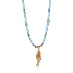 Collana con perline da donna in pietra naturale color oro con cristallo di tartaruga, serie romantica, 1 pezzo h5 Immagine11