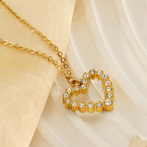 1 paire de colliers légers en acier titane pour femme, pendentifs en forme de cœur et de diamant, chaîne de clavicule, bijoux pour femme h5 Image4
