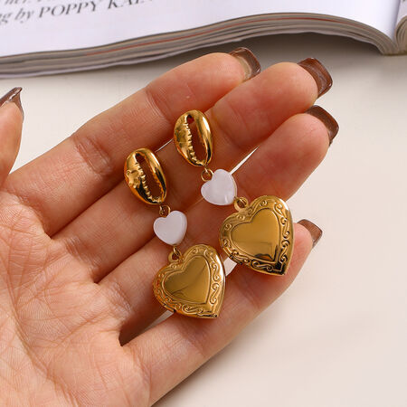 1 Pair Romantic Series Elegant Coffee Bean Stainless Steel Waterproof Gold Color Women's DIY Drop Earrings 2