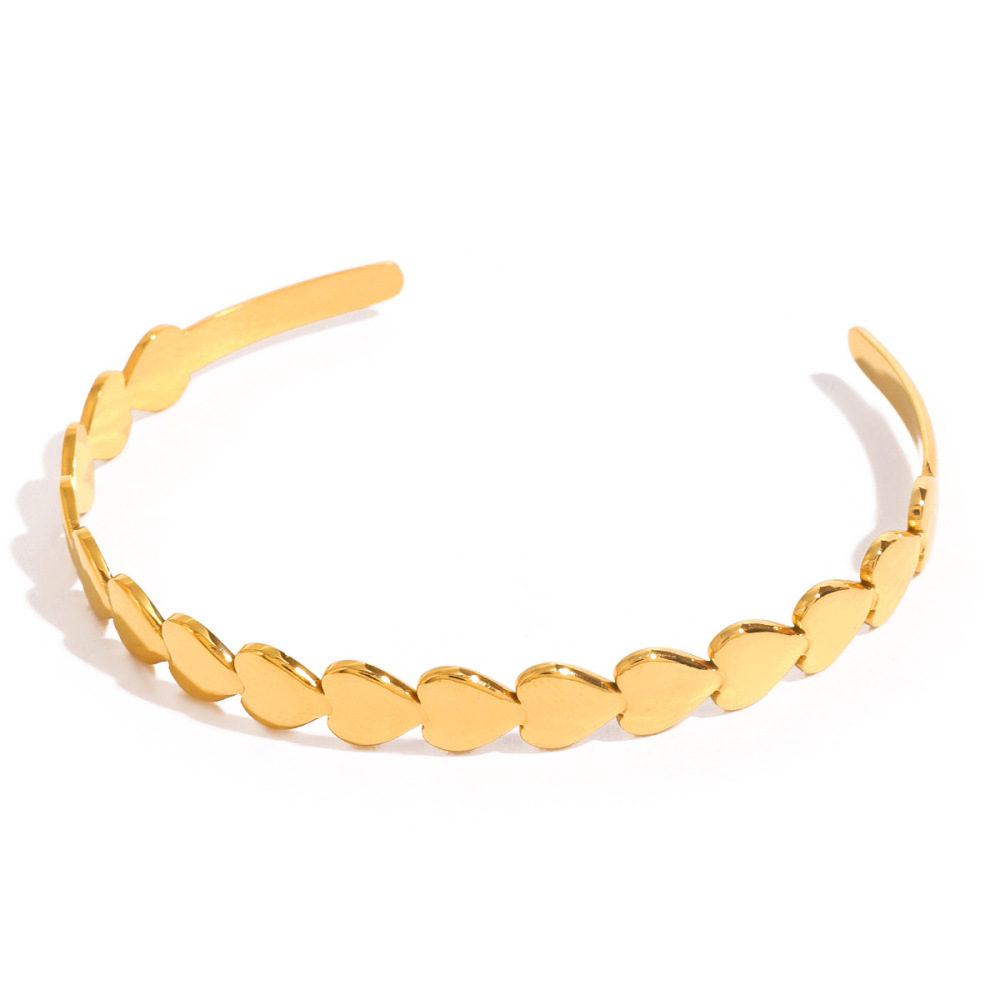 1 Pezzo Semplice Serie Cuore Semplice Acciaio Inossidabile Placcato Oro Braccialetti Da Donna h5Immagine4
