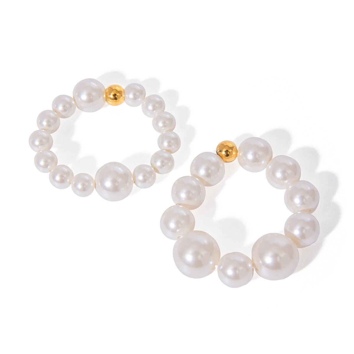 1 pair simple series elegant beads stainless steel  gold plated women ring sets h5 Picture6