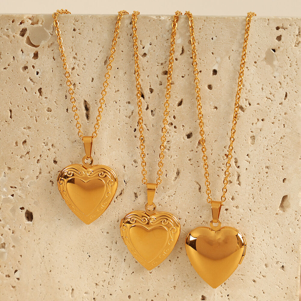 1 piece simple series simple heart stainless steel  gold plated women pendant necklaces