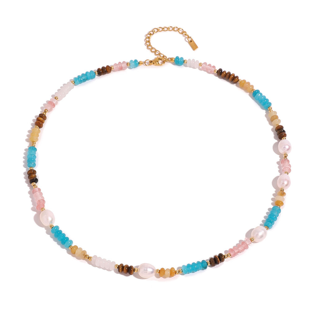 1 pieza de la serie clásica de cuentas elegantes de acero inoxidable chapado en oro de 18 quilates con perlas artificiales para mujer. h5Imagen4
