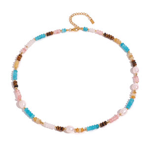 1 pieza de la serie clásica de cuentas elegantes de acero inoxidable chapado en oro de 18 quilates con perlas artificiales para mujer. h5 Imagen4