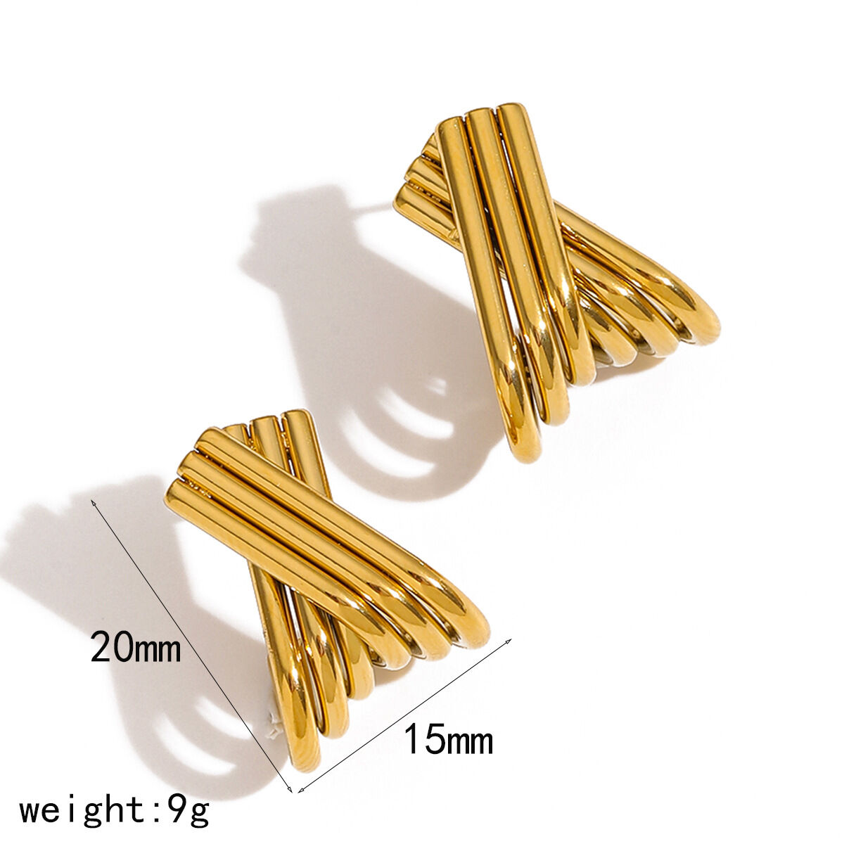 1 paio di orecchini a bottone patchwork placcati oro  Immagine5