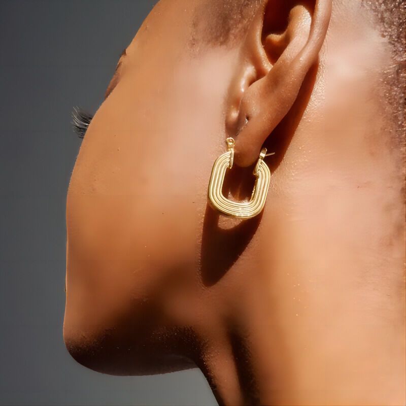 1 pair simple series simple geometric  gold plated stud earrings 2