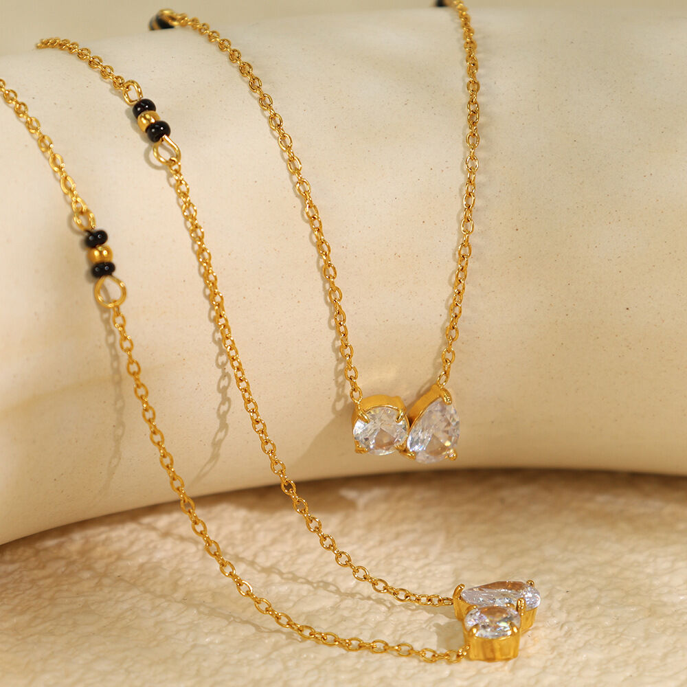 1 piece romantic series elegant geometric titanium steel  gold color plated rhinestone women's pendant necklaces