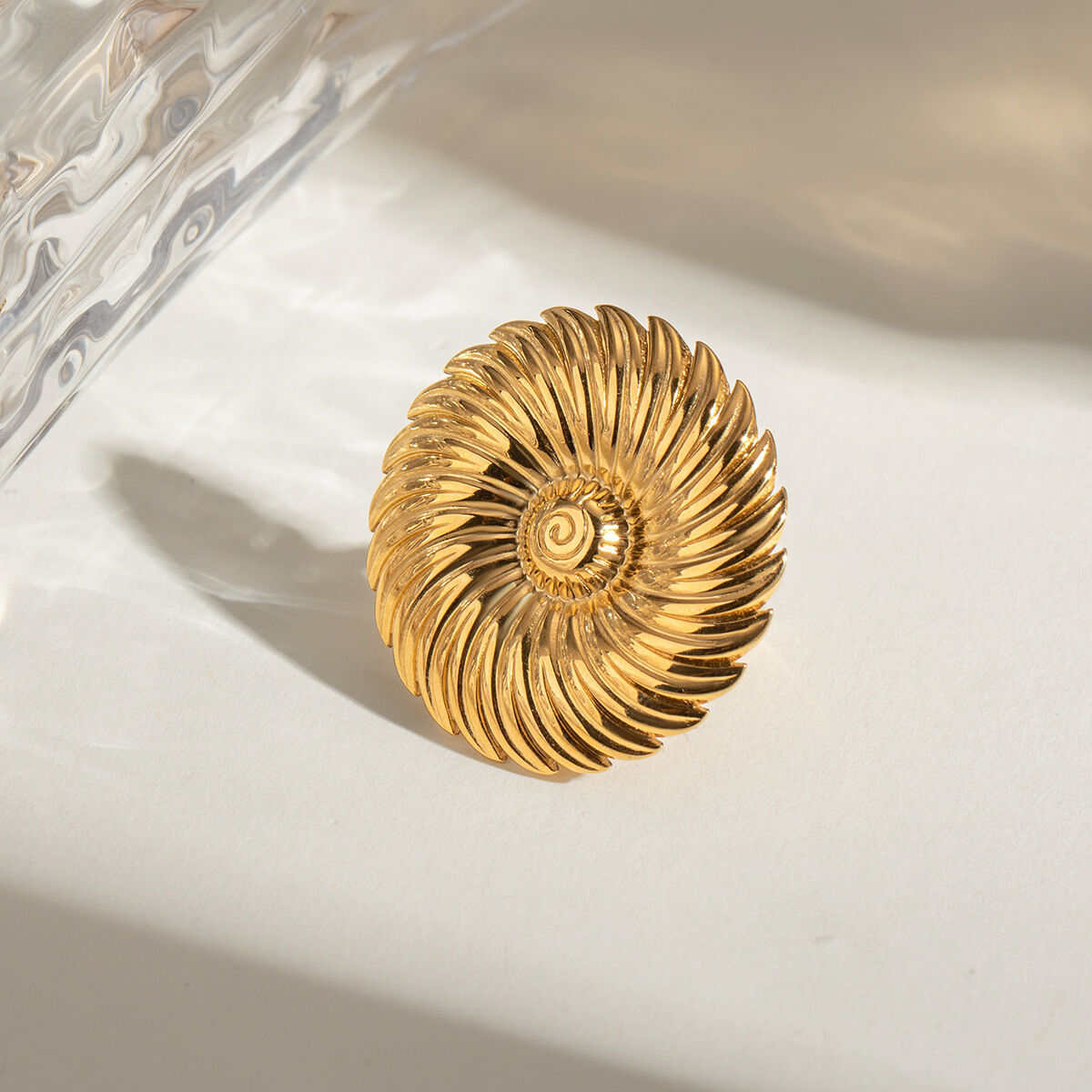 1 paio di orecchini pendenti da donna in acciaio inossidabile placcato oro , serie classica, con fiori retrò h5 Immagine5
