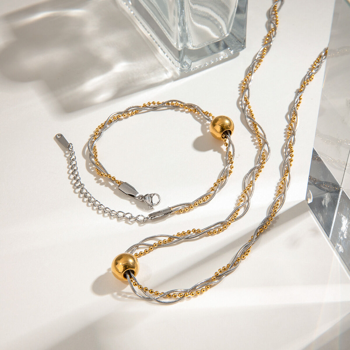 1 Piece Fashionable Series  Twine Line Stainless Steel Gold & Silver Color Women's Chain Necklaces