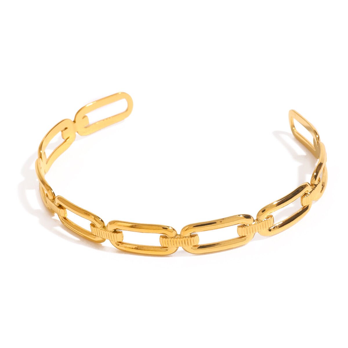 Pulseras para mujer de acero inoxidable chapadas en oro de 18 quilates con diseño clásico de serie simple de 1 pieza Imagen5