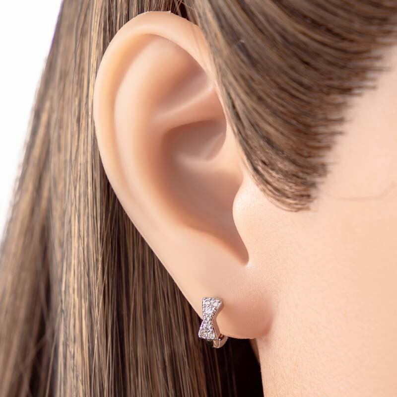 1 Piece Ornate Series Radiant Bow Knot Circle Copper Zircon Women's Hoop Earrings 2