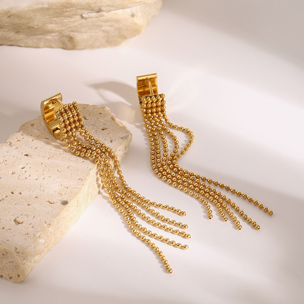 1 pair classic series retro line stainless steel gold plated women Dangle Earrings h5Picture4