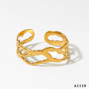 Simple Geometric Stainless Steel Waterproof Gold Color Women's Cuff Bracelets h5 Picture2