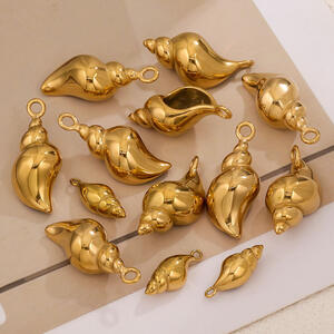 1 Piece Marine Series Simple Conch Shape Stainless Steel Waterproof Gold Color Women's Pendants h5 Picture3
