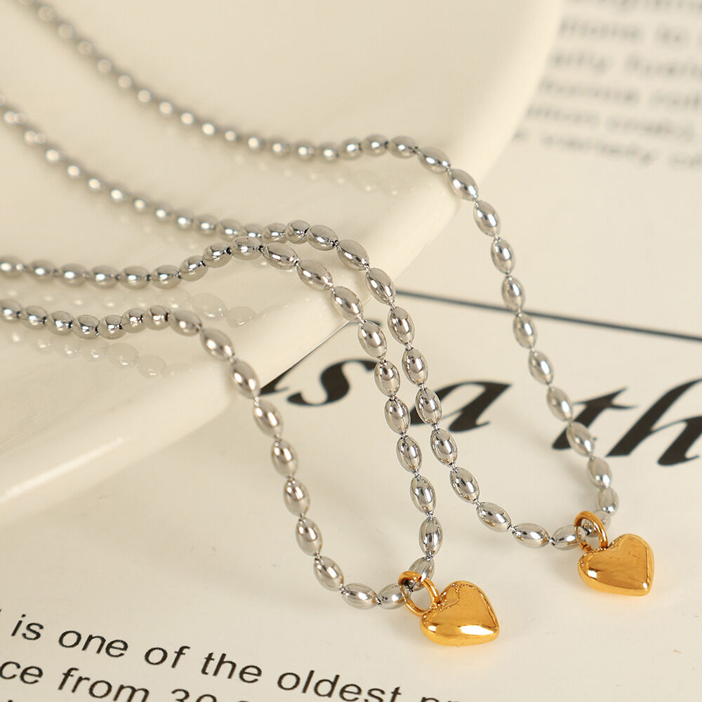 1 piece simple series simple heart stainless steel  gold plated women pendant necklaces 2