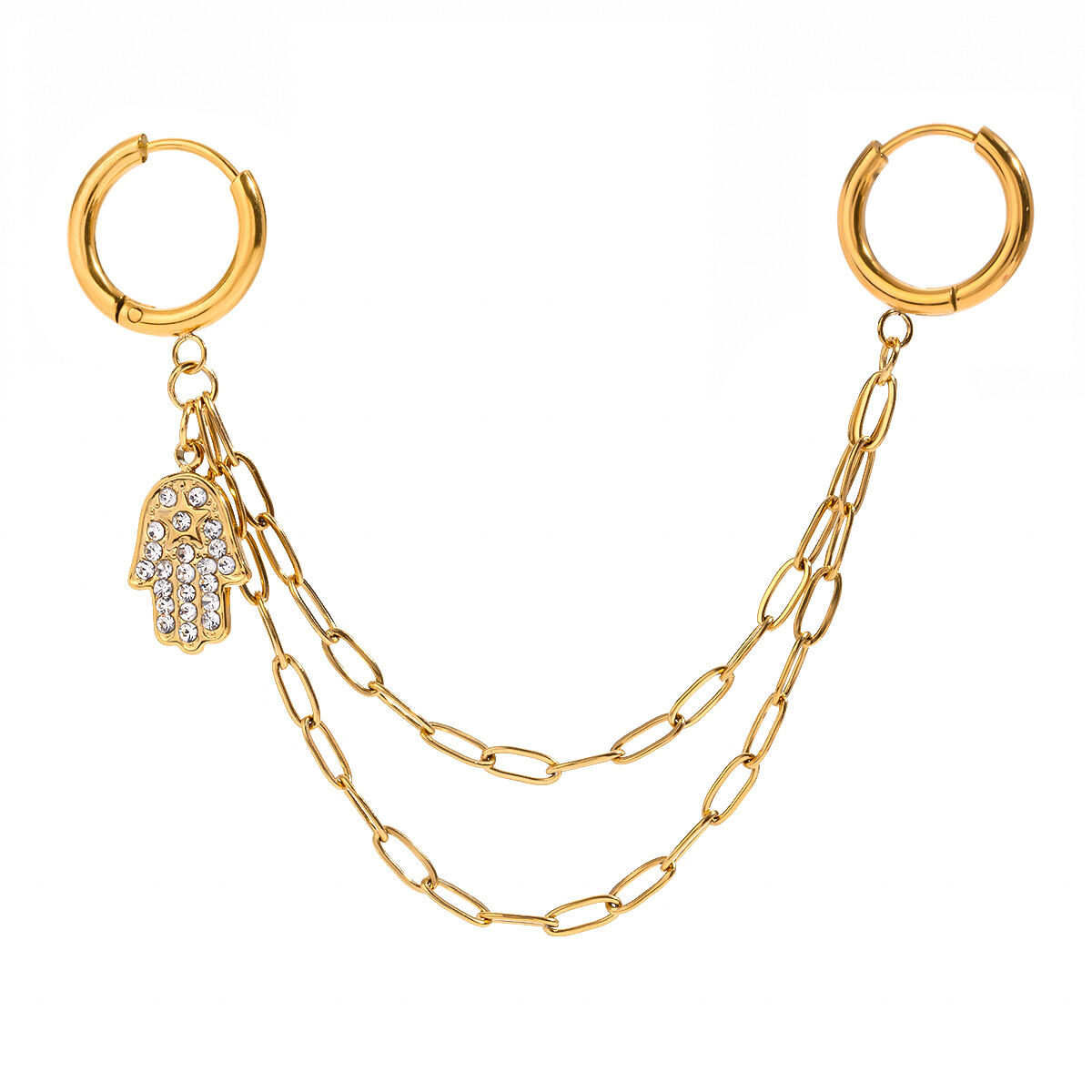 1 paio di pendenti da donna con strass in acciaio inossidabile placcato oro , serie semplice, classici e geometrici h5 Immagine5