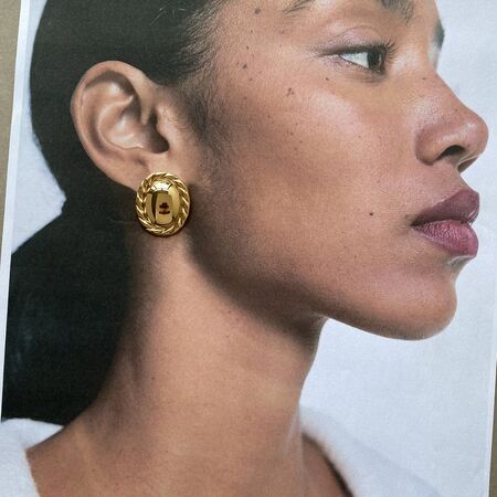 Style Gold Stainless Steel Middle Smooth Hemp Rope Edge Round Earrings Stainless Steel Anti-Allergic Jewelry