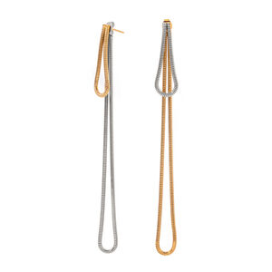 stainless steel long front and back round snake bone chain earrings beach style long tassel Dangle Earrings h5 Picture9