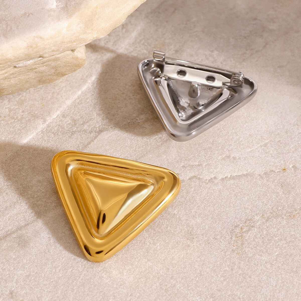 1 pair simple series casual geometric stainless steel  gold plated women brooches Picture5