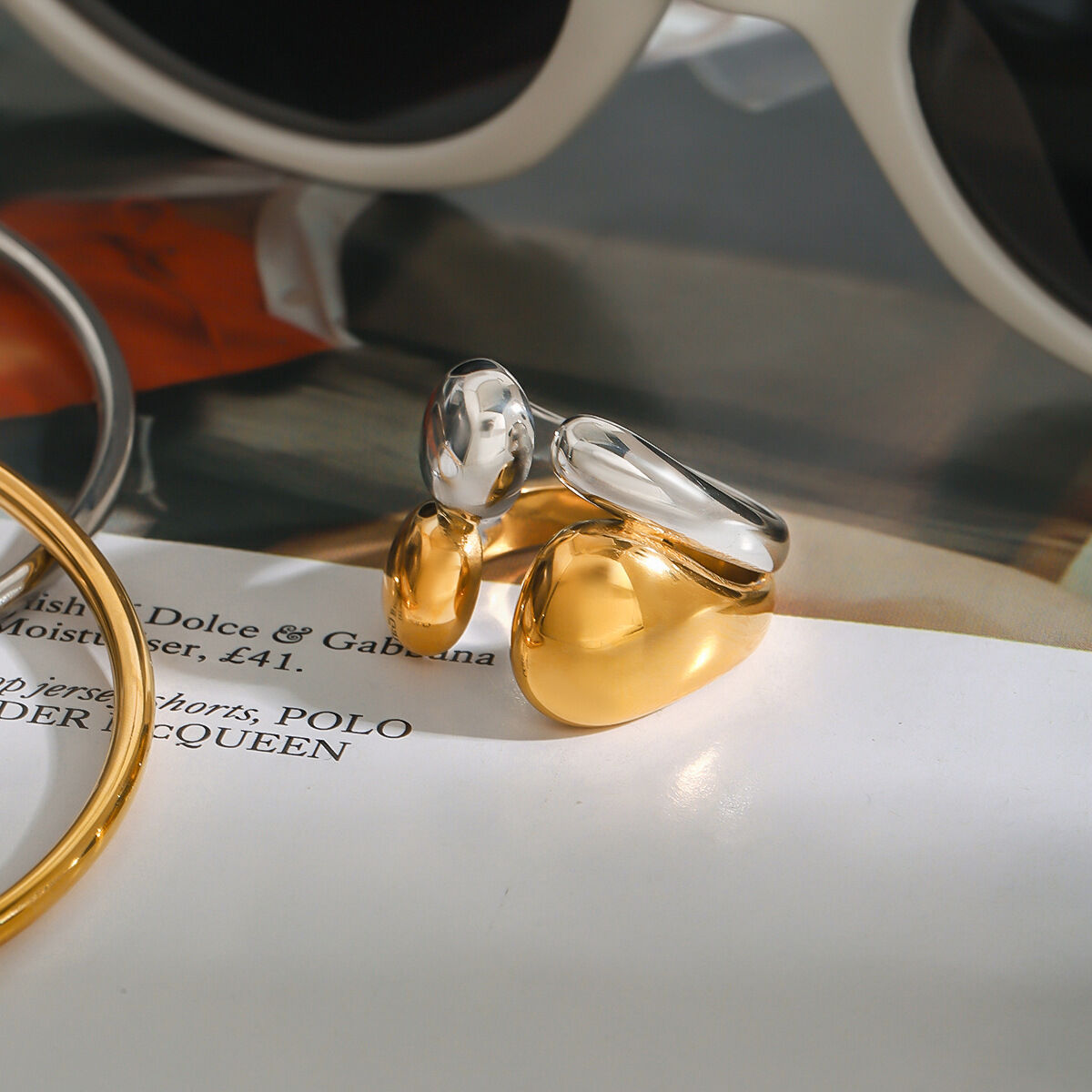 1 Piece Simple Series Fashionable Annular Stainless Steel Waterproof Gold & Silver Color Women's Single Rings h5 Picture7