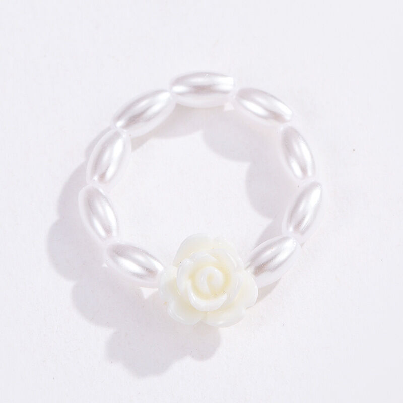 1 pezzo di lusso serie carino misto colore artificiale perle anelli regolabili da donna Immagine6