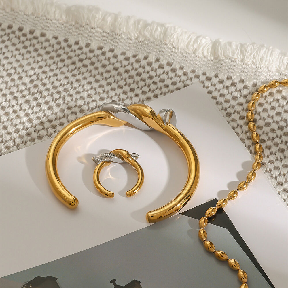 Braccialetti da donna in acciaio inossidabile color oro e argento, resistenti all'acqua, con nodo a chiodo originale, serie personalizzabile, 1 pezzo h5Immagine4