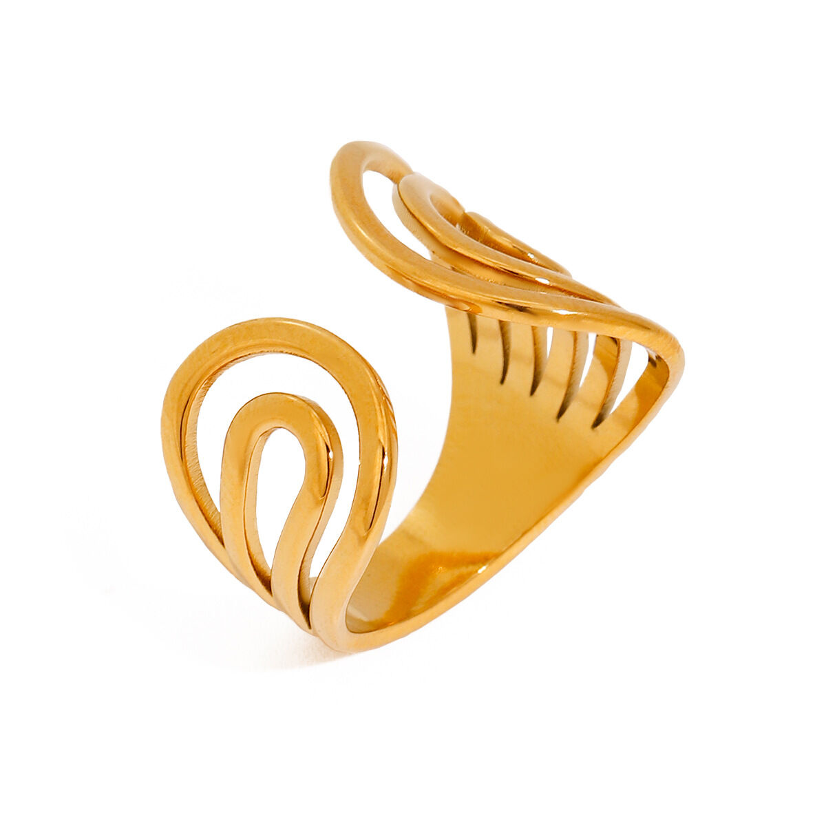 Anelli regolabili da donna in acciaio inossidabile color oro impermeabile, serie moderna, 1 pezzo h5 Immagine11