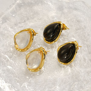 1 paire de boucles d'oreilles pendantes pour femme, série luxueuse, sexy, en acier titane plaqué or h5 Image4