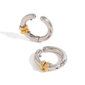 1 paire de manchettes d'oreilles femme en acier inoxydable plaqué or, style géométrique décontracté et simple h5 Image6