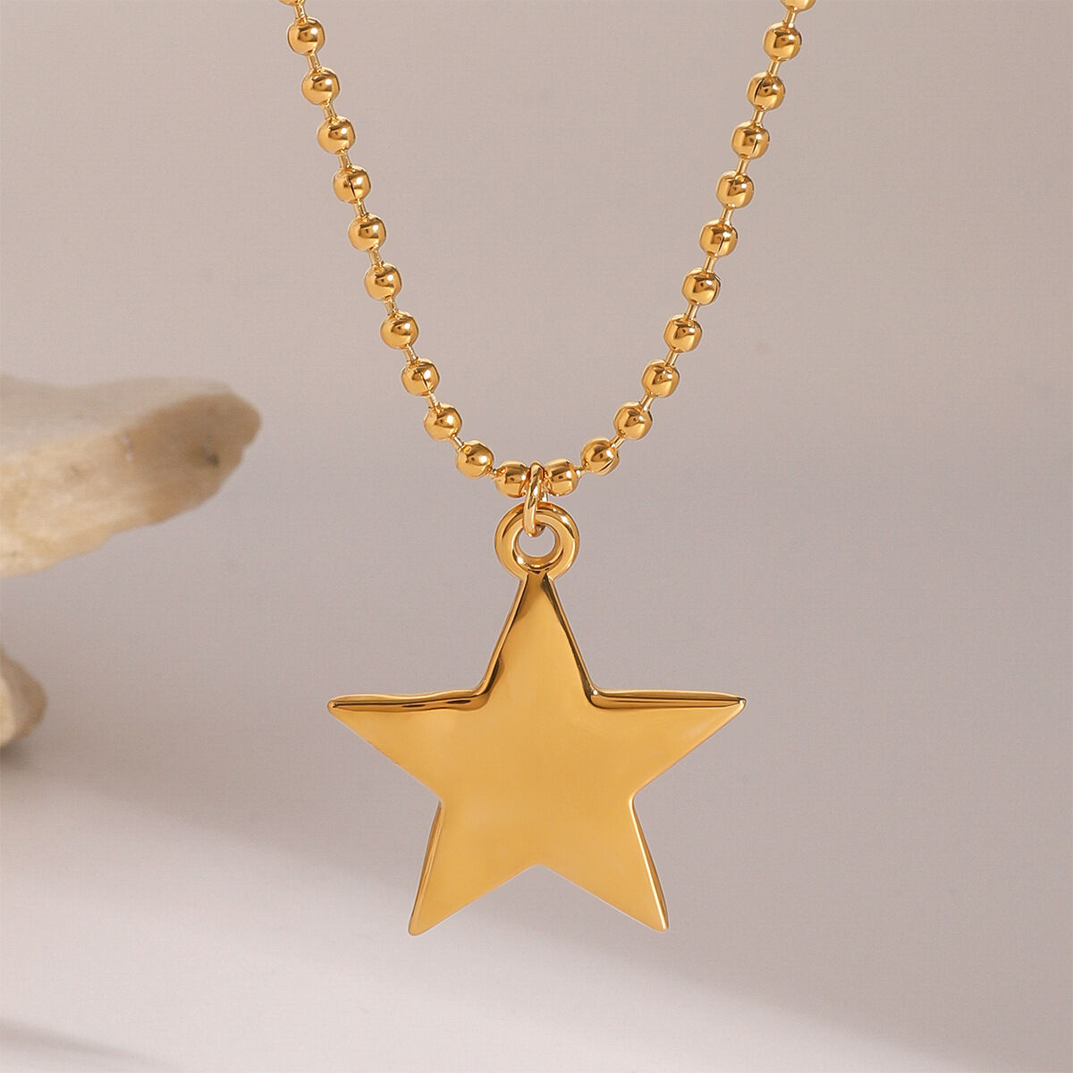 1 Piece Modern Series Daily Solid Pentagram Stainless Steel Waterproof Gold Color Women's Pendant Necklaces h5 Picture5