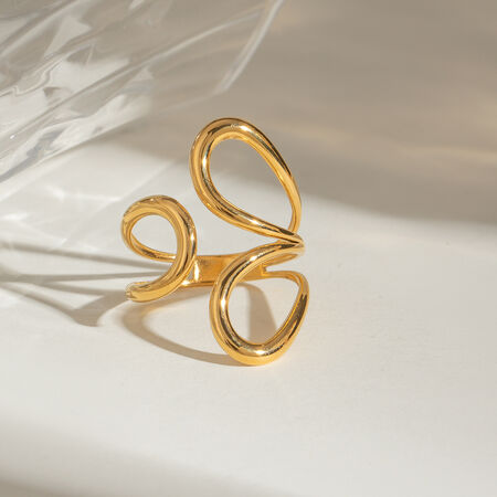1 Paar Simple Series Tägliche geometrische Edelstahl 18 Karat vergoldete verstellbare Damenringe