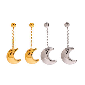 1 pair simple series simple sun/moon stainless steel gold plated women drop earrings h5 Picture5