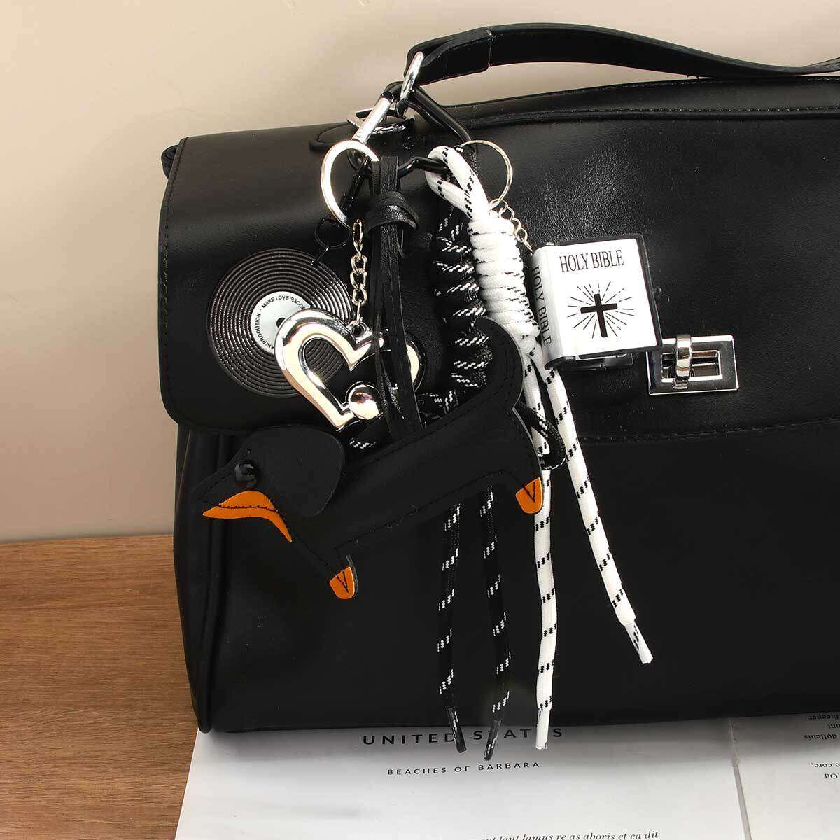 1 Piece Tennis Racket & Leather Dachshund Women's Bag Charms h5 Picture3
