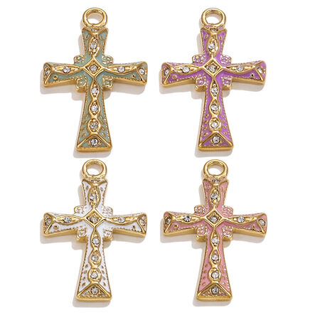 1 pair classic series retro cross gold plated women pendants 2