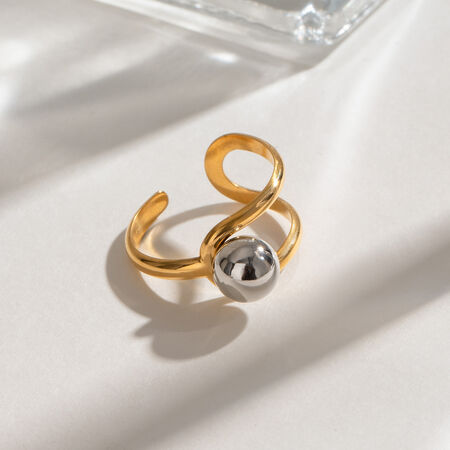 1 pair simple series daily line stainless steel gold plated women adjustable rings 2