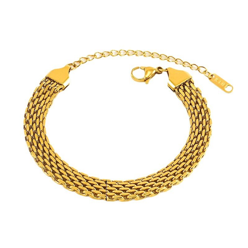 1 stuk classic series retro titanium staal  goud verguld unisex ketting armbanden h5 Afbeelding6