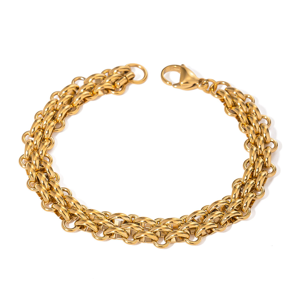 Pulsera de cadena punk de acero inoxidable chapada en oro de 18 quilates para mujer, serie simple, 1 pieza Imagen5