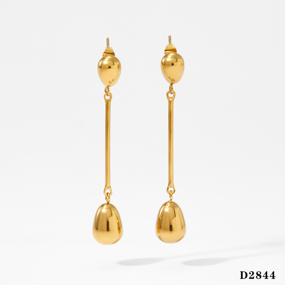 Simple Droplet Shape Stainless Steel Waterproof Gold Color Women's Drop Earrings h5Picture2