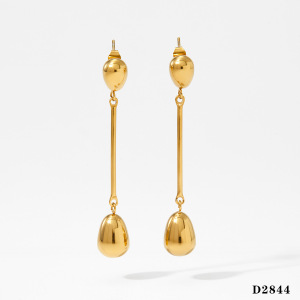 Simple Droplet Shape Stainless Steel Waterproof Gold Color Women's Drop Earrings h5 Picture2