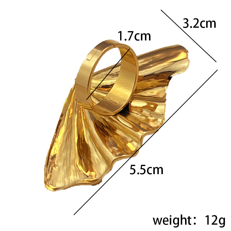 1 stuk retro oversized bloem roestvrijstalen waterdichte gouden verstelbare damesring h5 Afbeelding5