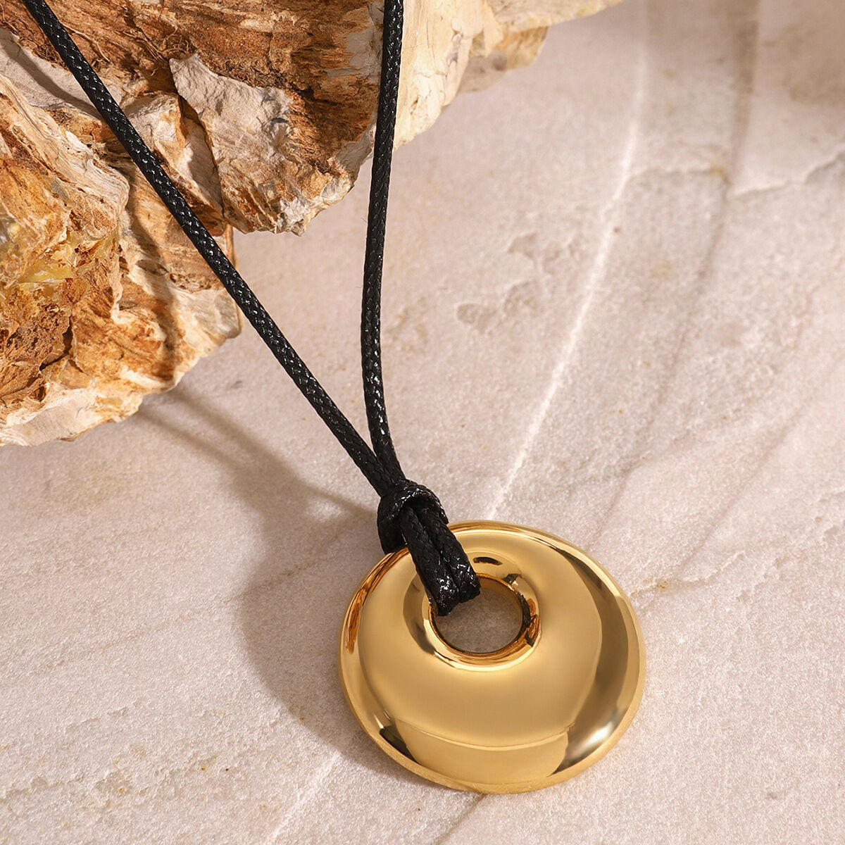 1 piece simple series simple solid color stainless steel  gold plated women pendant necklaces 2